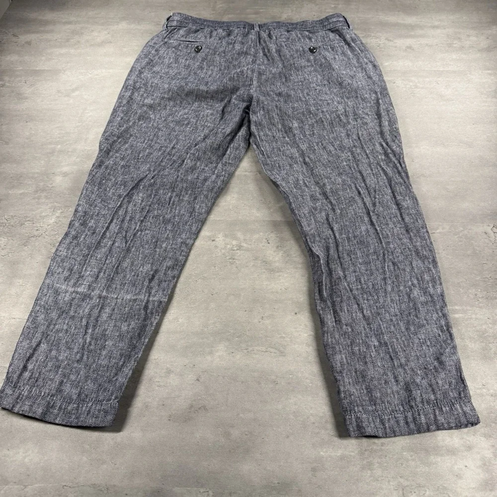 Banana Republic Linen Pants Women 31x25 Navy High Rise Drawstring‎ Elastic Waist